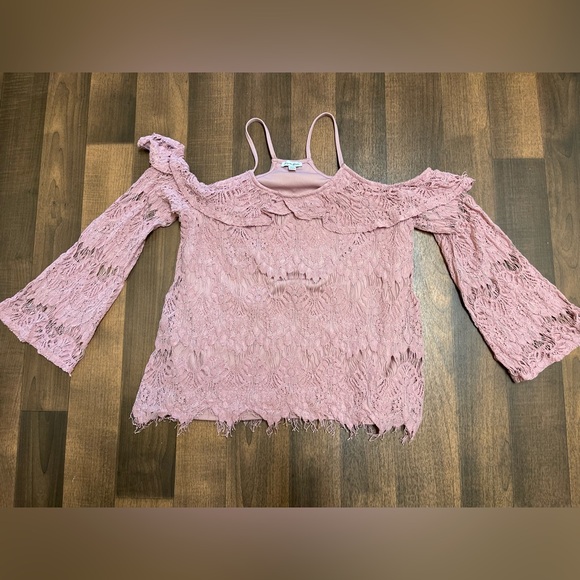 love, Fire Tops - Love Fire Pink Asymmetrical Ruffled Blouse
